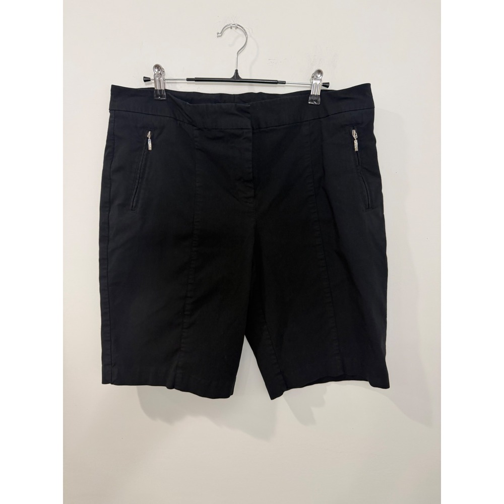 IZOD Golf Shorts Womens 14 Black Stretch Zipper Pockets Flat Front Activewear